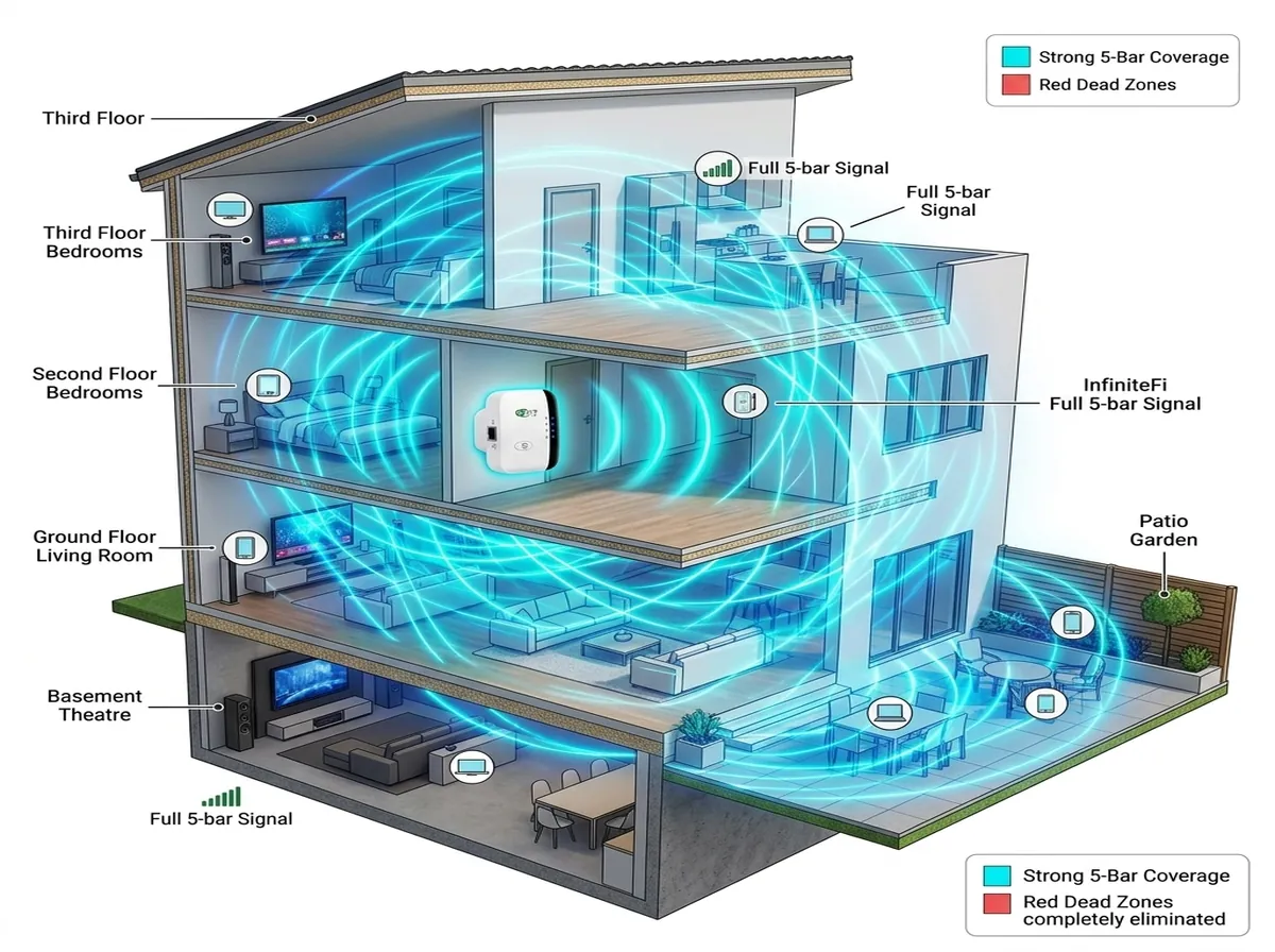 3D home signal coverage diagram with InfiniteFi