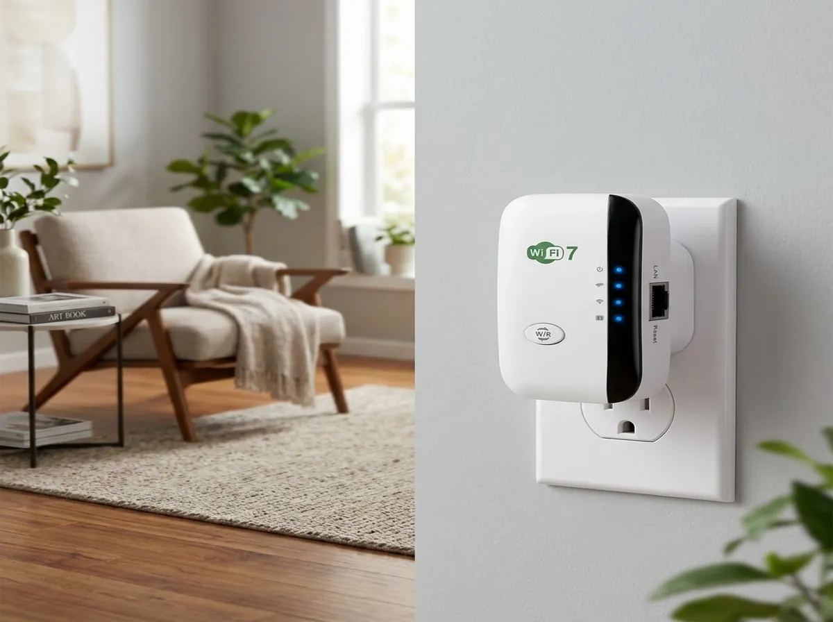 InfiniteFi wireless booster plugged into modern wall socket