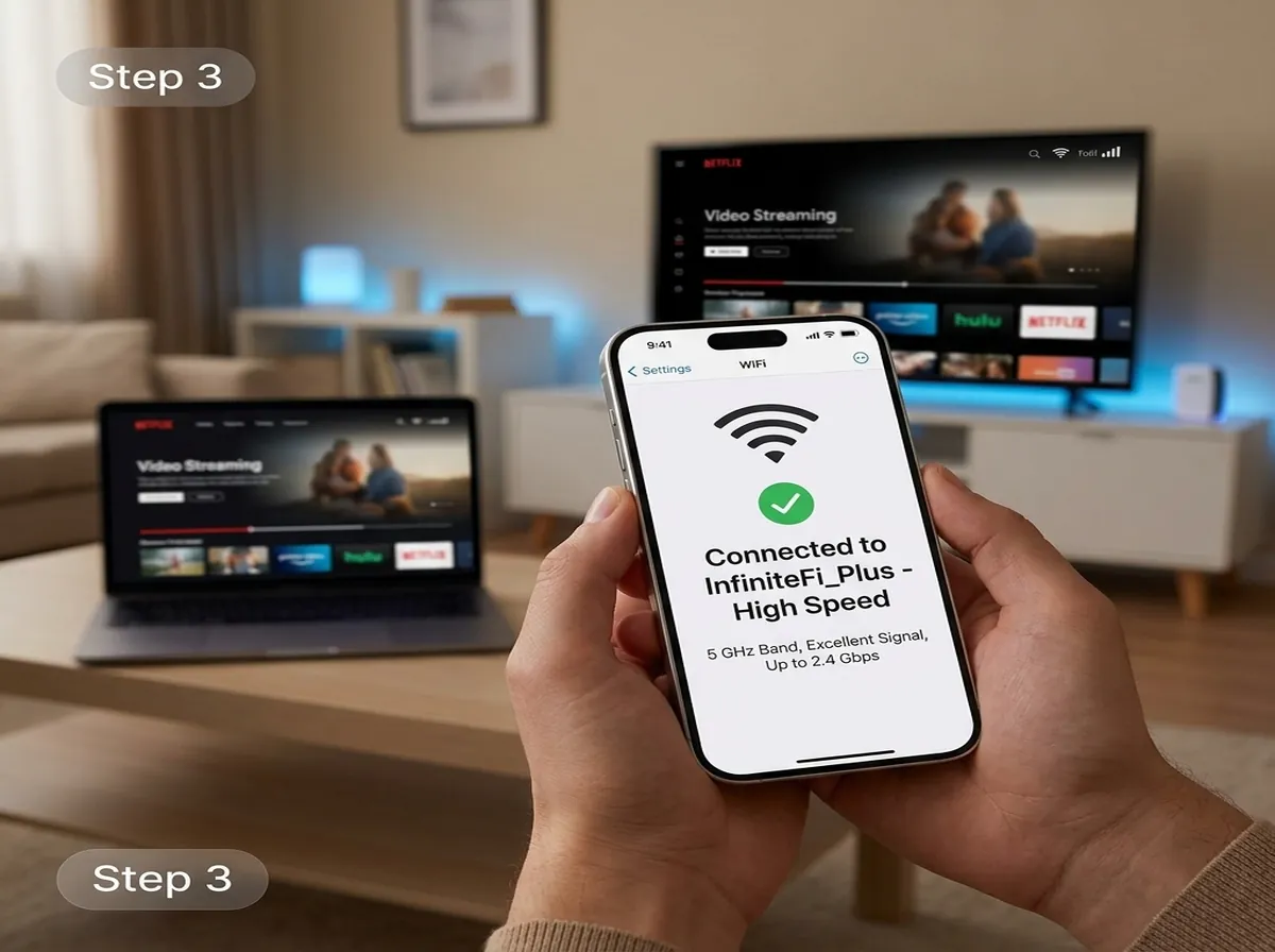Step 3: Enjoying full speed 5 bar WiFi connection
